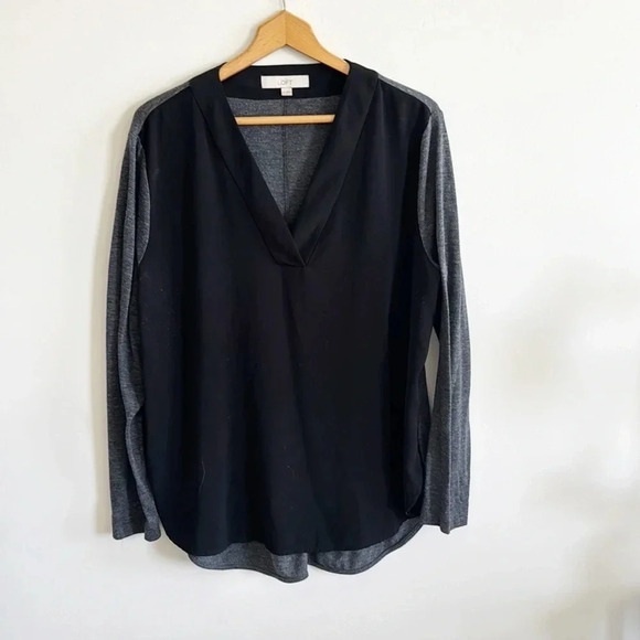 Loft black/gray long sleeve v-neck tunic top size XL - Picture 1 of 6